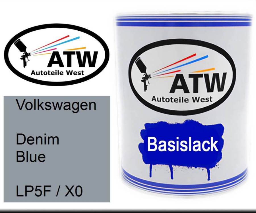 Volkswagen, Denim Blue, LP5F / X0: 1L Lackdose, von ATW Autoteile West.